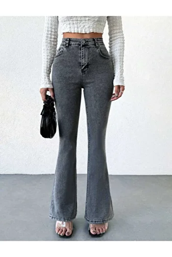 LİMABEL Nana Smoked Flare Leg Jeans High Waist Spanish Jeans