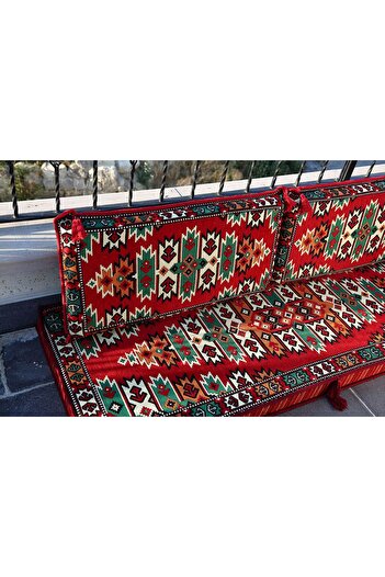 BAKIRÖZÜ HOME Şark Köşesi Takımı, Ev ve Mobilya, Şark Odası 4 Parça Kırmızı Boş Kılıf ( Süngersiz)