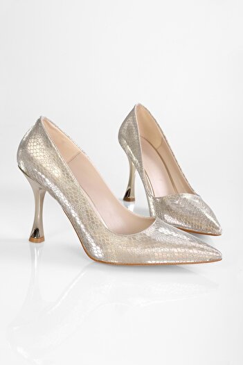 Shoeberry Jamin Gold Honeycomb Detaliat Stiletto strălucitor pentru femei
