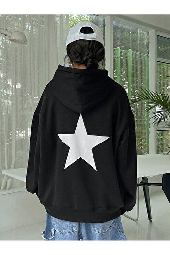 MOONBULL Φούτερ υπερμεγέθης με κουκούλα Unisex Star με στάμπα