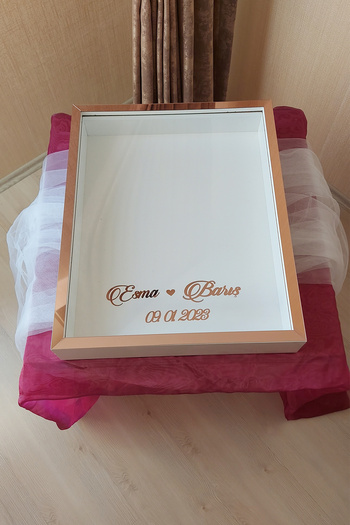 Verda Çerçeve 40x50 Cm White-rose Deep LEDless Rose Memory Frame!Rose Box