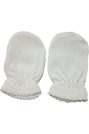 Cantaz Newborn Cotton Combed Gloves 2-Piece Gloves White-white