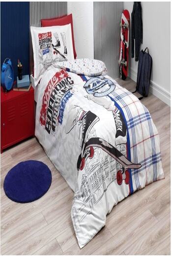 Özdilek Single Bed Sheet Elastic Duvet Cover Set Skate