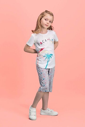 ROLY POLY Girl's Cream Palm Vocation Capri Set