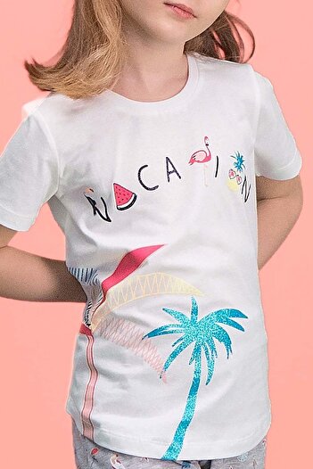 ROLY POLY Girl's Cream Palm Vocation Capri Set