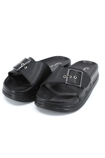Pierre Cardin Women's Black Genuine Leather Slippers