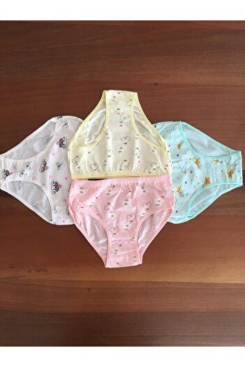 LEYNA BUTİK Girl's Colorful Printed Panties 4 Pack