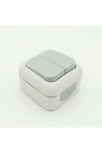 VİKO Palmiye Surface Mounted Commutator Double Switch Gray 220 Volt