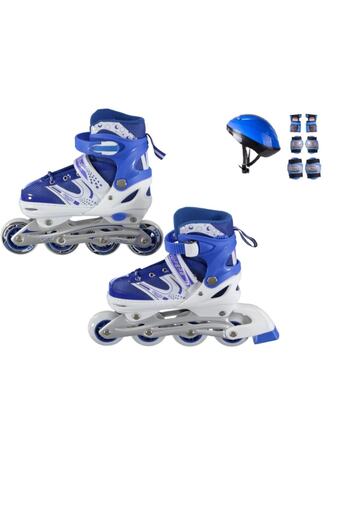 clasty Skate Blue with Bag, Light, Helmet Knee Pad Elbow Pad Set, Safe, Can Be Enlarged as You Grow Feet