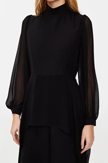 Trendyol Modest Černá aerobinová šifonová tkaná kombinéza TCTSS24TL00004
