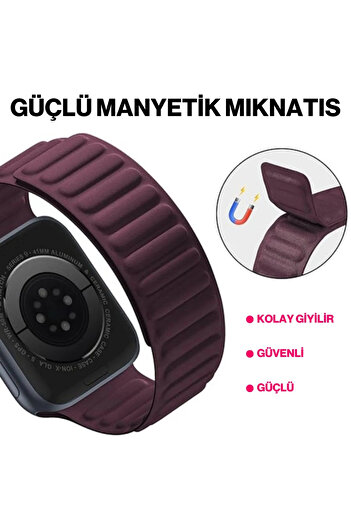 Techmaster Apple Watch 5 6 7 8 9 38mm 40mm 41mm Uyumlu Manyetik Baklalı Kordon