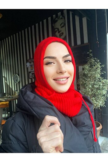 Nilbutik Black Balaclava Ribbed Knitted Beanie Headgear