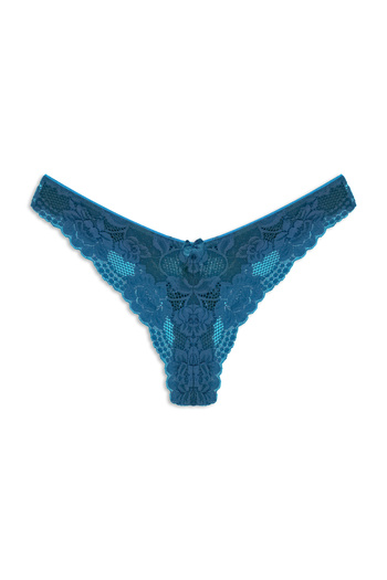 HNX Petrol Lace High Waist Brazilian Women's Thong Panties