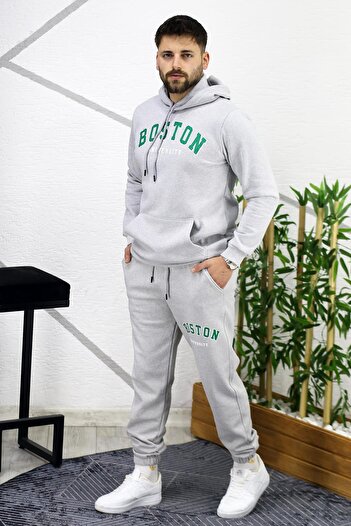 WAFRA Men's Two Thread Raised Medium Thickness Boston Printed Tracksuit Set