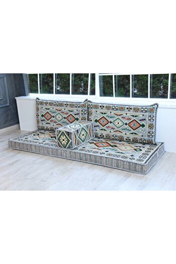 BAKIRÖZÜ HOME Şark Köşesi Takımı, Ev ve Mobilya, Şark Odası 4 Parça Anadolu Gri Boş Kılıf ( Süngersiz)