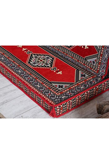BAKIRÖZÜ HOME Şark Köşesi Takımı, Ev ve Mobilya, Şark Odası 4 Parça Saraylı Kırmızı Boş Kılıf ( Süngersiz)
