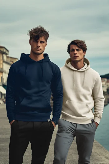 Trendyol Collection Μπλε-μπεζ 2-pack φούτερ με κουκούλα κανονικής εφαρμογής με φλις εσωτερικά TMNAW24SW00000