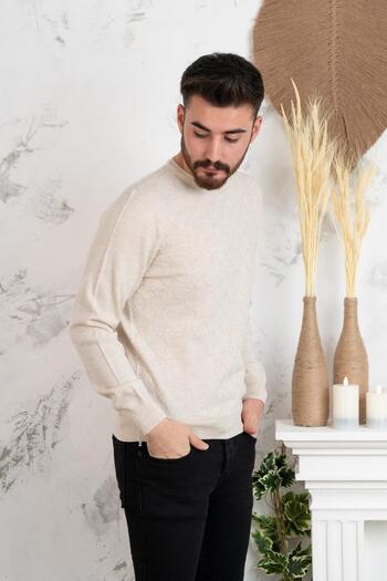 San&Fa Crew Neck Patterned Regular Fit Men's Knitwear Sweater