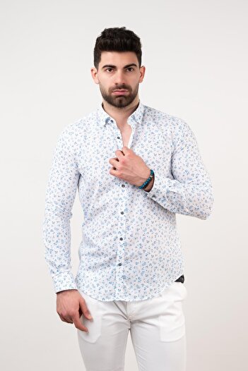 Ecer Літня сорочка для чоловіків з візерунком Slimfit