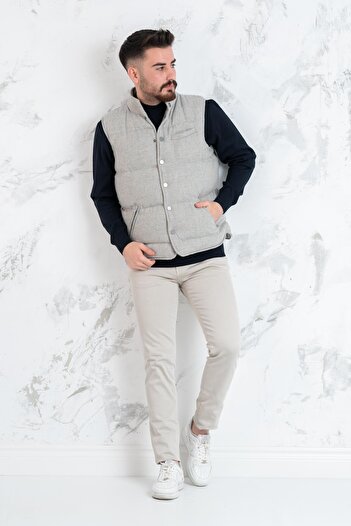 Sır Slimfit Çıtçıtlı Şişme Erkek Yelek