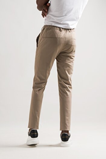 Ecer Slimfit Beli Lastikli Ve İplikli Polyamid Hafif Parlak Kışlık Kumaş Erkek Jogger Pantolon