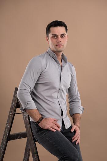AKÇAYLAR Спортивна сорочка з коміром на ґудзиках та еластичною стрічкою Slimfit
