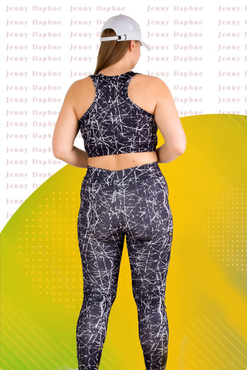 Jenny Daphne Γυναικείο μακρύ κολάν Fitness μεγάλου μεγέθους και σετ Crop Sportsman 1512