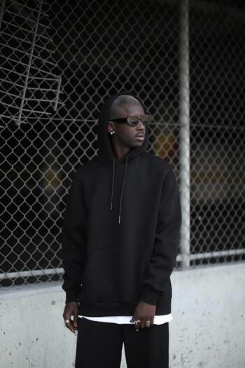 Blow Up Hooded 3 Thread Thick Inside Fleece Oversize Kangaroo Pocket Men's Sweatshirt