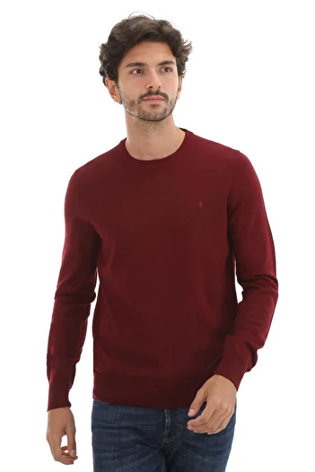 San&Fa Knitwear Oversized Plus Size Crew Neck Wool Basic Men's Sweater