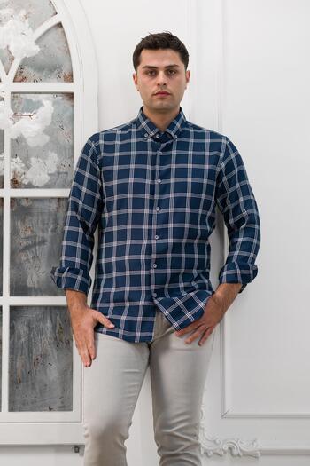 ADVANTE Slimfit Plaid Collar Buttoned Seasonal Fabric Men's Shirt