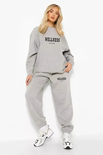 Modern Moda Wellness Self Love - Σετ φούτερ Jogger με μαύρη στάμπα και φούτερ με κουκούλα