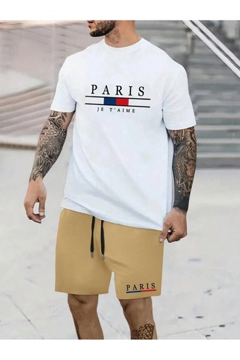 MOONBULL Men's Paris Jet'aime Printed T-shirt-Shorts Set