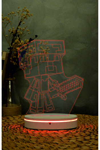 Yubi Design MineCraft - 3 boyutlu led lamba 16 renk dekoratif anime gece lambası 3D