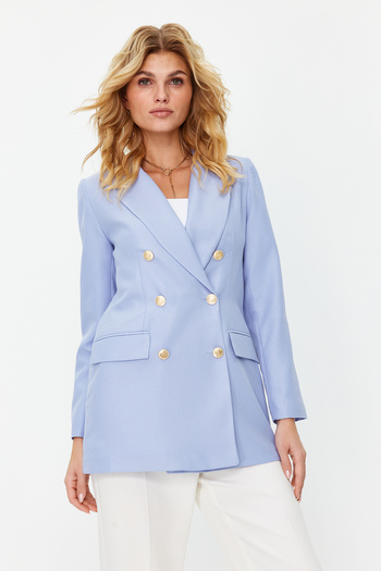 Trendyol Collection Ανοιχτό γαλάζιο υφαντό σακάκι με διπλό στήθος με επένδυση TWOSS20CE0024