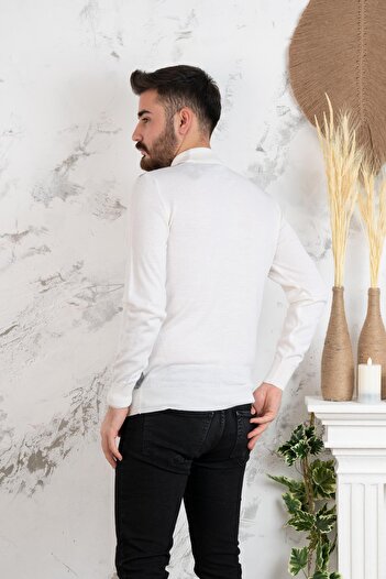 nehir by ahmet fulker Nehir By Faruk Ülker Regular Fit чоловічий трикотажний светр з малюнком у вигляді половини риби
