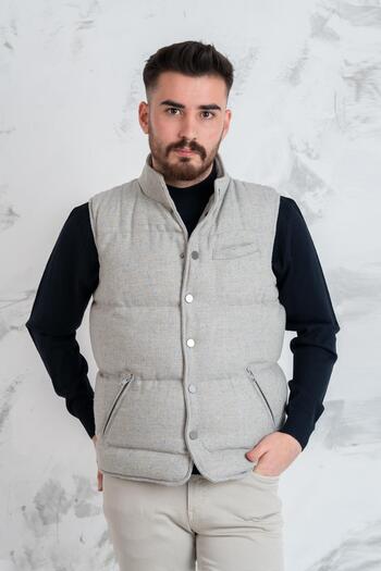 Sır Slimfit Men's Puffer Vest with Snap Fasteners