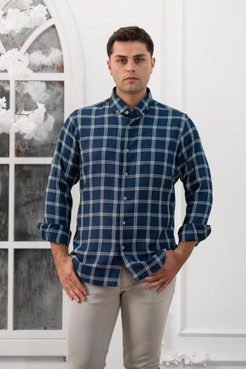 ADVANTE Slimfit Plaid Collar Buttoned Seasonal Fabric Men's Shirt