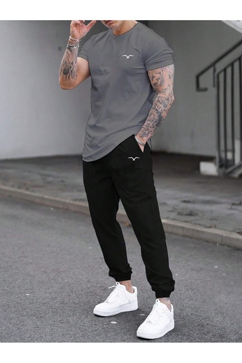 MOONBULL Men's Bird Printed T-shirt-Sweatpants Set