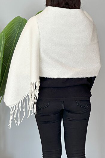 REMSA Tasseled Boucle Scarf Shawl 45X200 cm 1285 Ecru