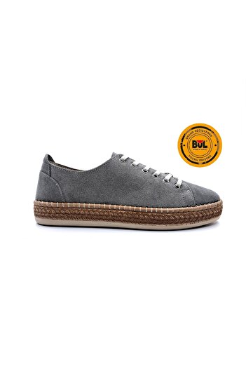 Bulldozer B241804 Genuine Suede Leather Lace-up Smoked Gray Anatomical Casual Women's Shoes