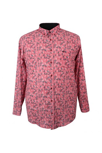 marufshop Чоловіча сорочка з лікрами для великих розмірів, довгі рукави, червона