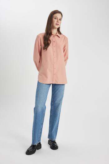 DeFacto Relax Fit Poplin Long Sleeve Shirt Tunic B8314ax24sp