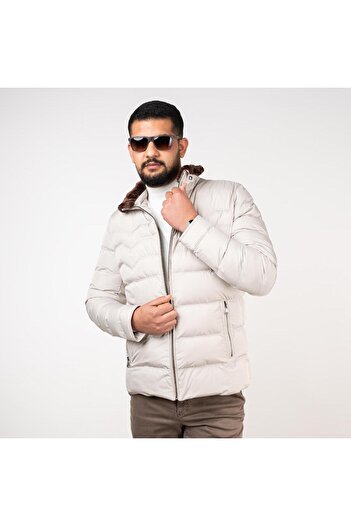 AKÇAYLAR Montesori Slimfit Kapitone Erkek Mont