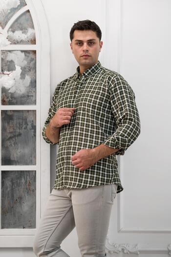 ADVANTE Широкий і зручний (БІЛЬШИЙ) крій, кишені, комір в клітинку, ґудзики, класична чоловіча сорочка