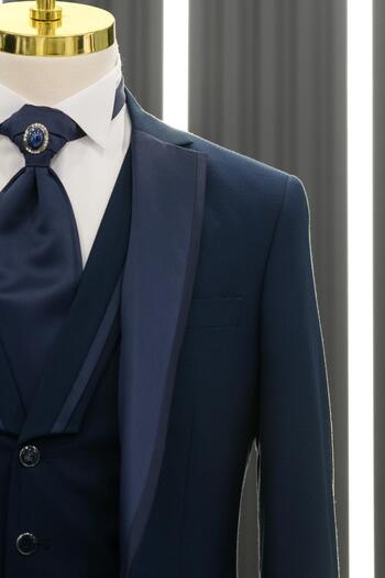 AKÇAYLAR Slimfit Dobby Mono Flared γιακά Φαρδύ κοστούμι σμόκιν