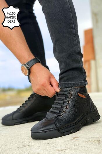 BIG KING Ανδρικές μπότες από γνήσιο δέρμα Black Ladder Elastic