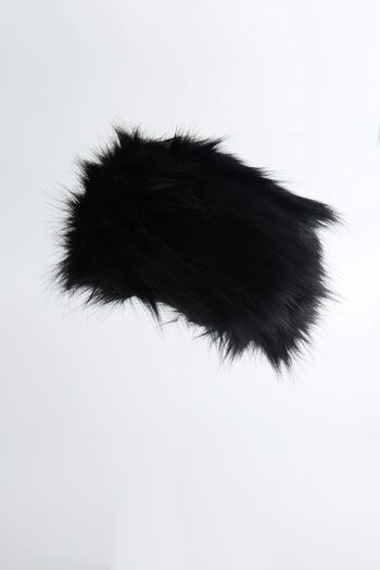 Kapin Black Faux Fur Plush Heart Hat