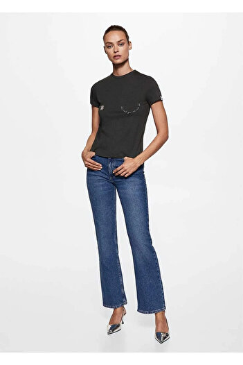 MANGO Woman Μαύρο Γυναικείο T-Shirt 37057770