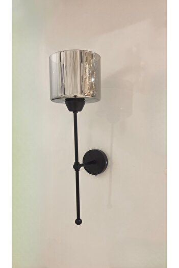 gaziantepavize Feza Çift Camlı FümeCam Siyah Metal Modern 2 Adet Pilli Aplik - Özel Tasarım Lamba ve Pil Dahildir