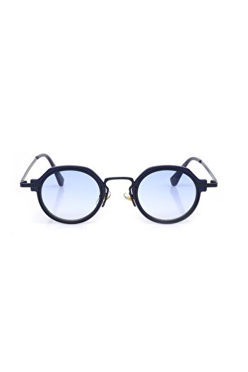 TomyHelf Uv400 Protected Dark Blue Frame Blue Glass Hexagon Women's Sunglasses